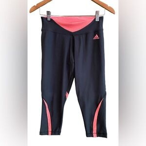 Adidas: Gray and Pink Capris Athletic Leggings